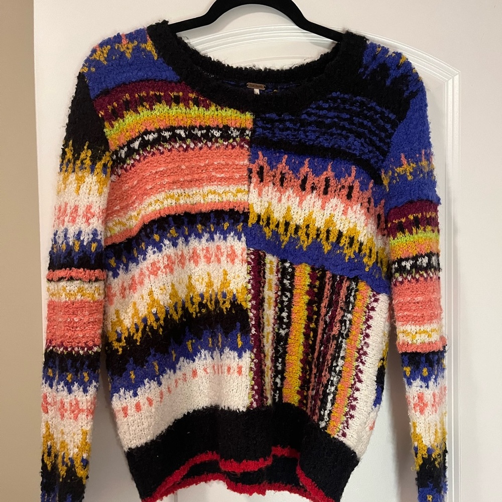 Free People Best Day Ever Soft Color Block Sweater